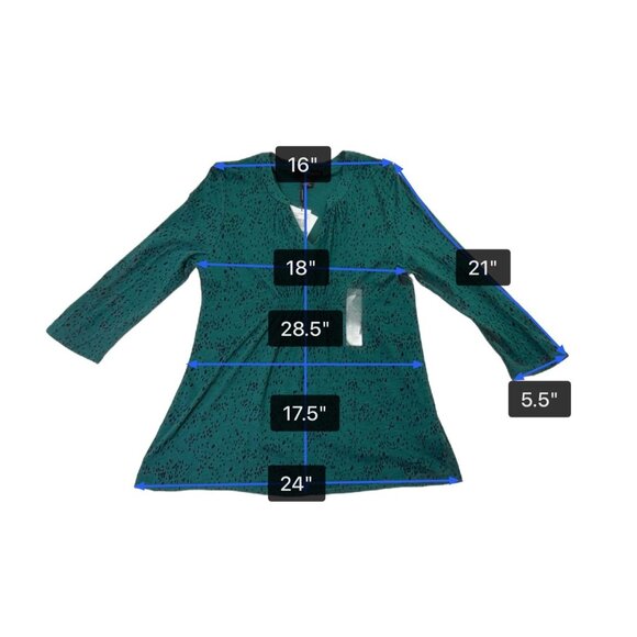 Calvin Klein Jeans Womens Teal Cotton Blend Patterned Tunic Top Sz L - Picture 13 of 14